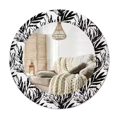 Miroir rond avec décoration Monstera