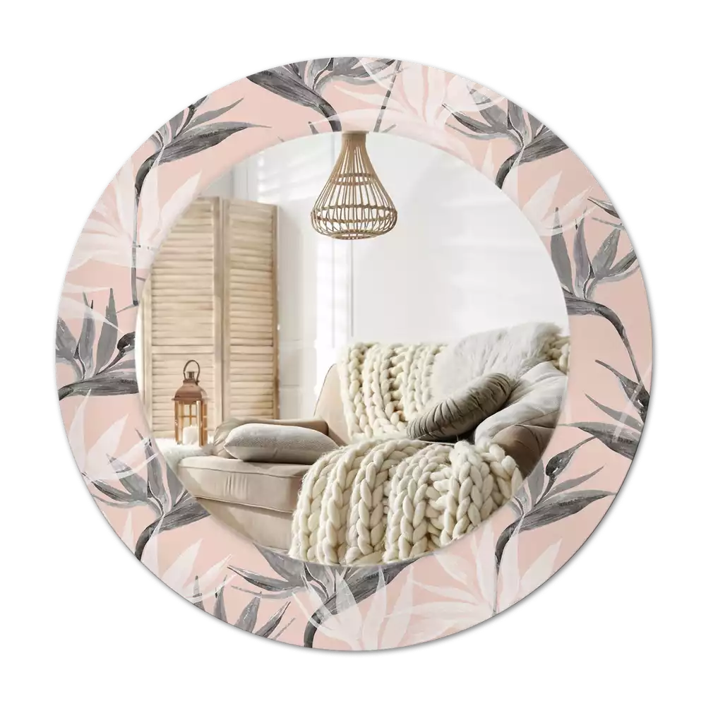 Miroir rond imprimé Strelitzia