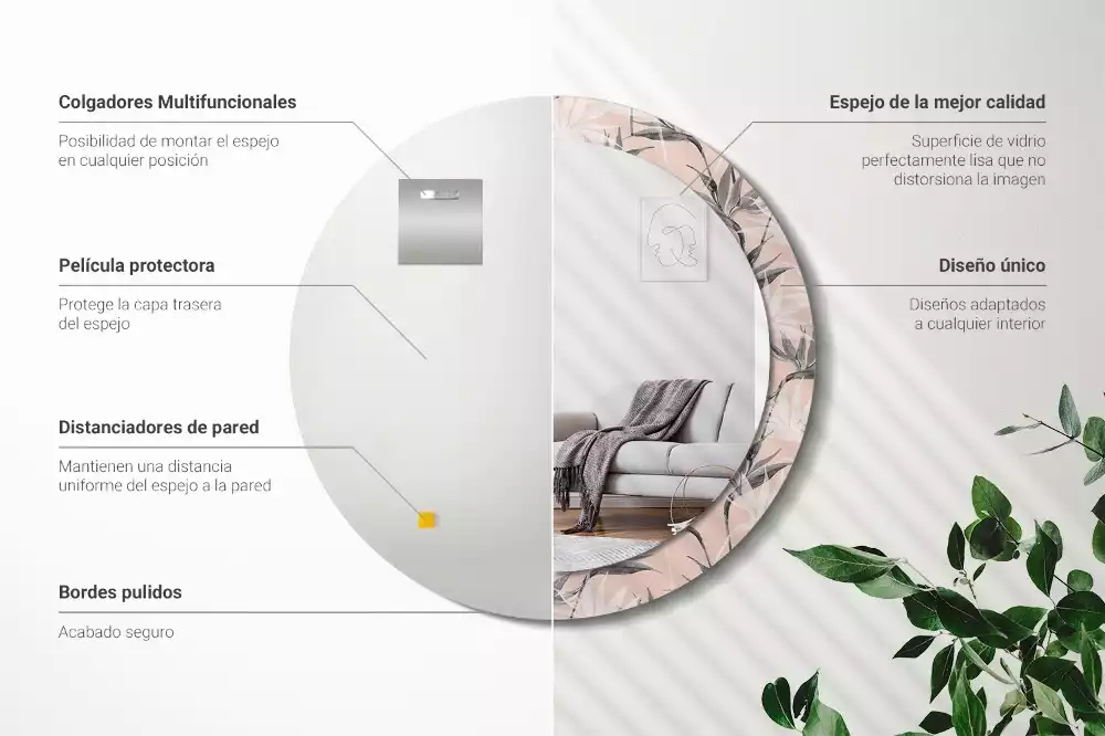 Miroir rond imprimé Strelitzia