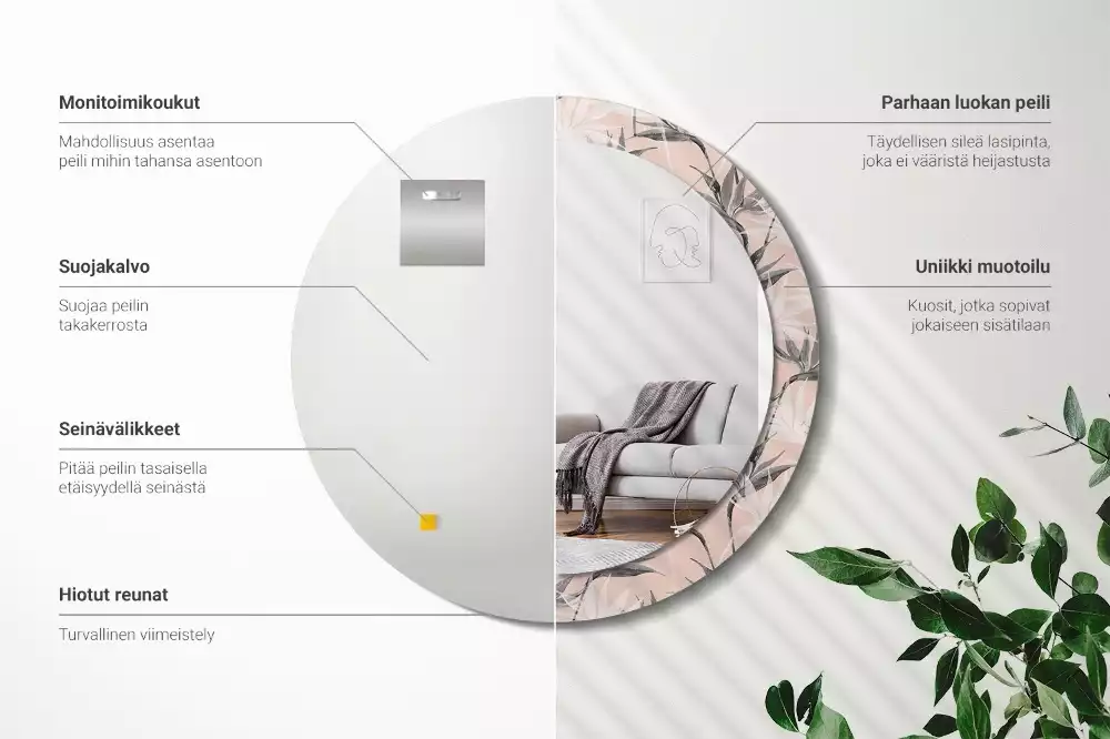 Miroir rond imprimé Strelitzia