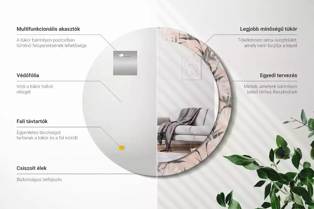 Miroir rond imprimé Strelitzia