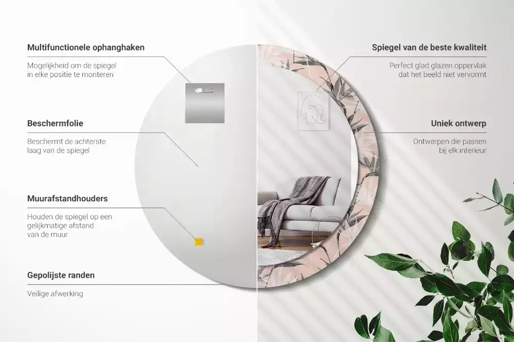 Miroir rond imprimé Strelitzia