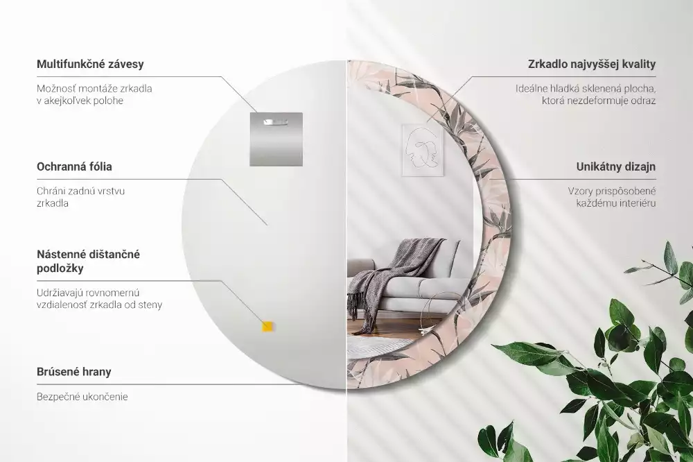 Miroir rond imprimé Strelitzia