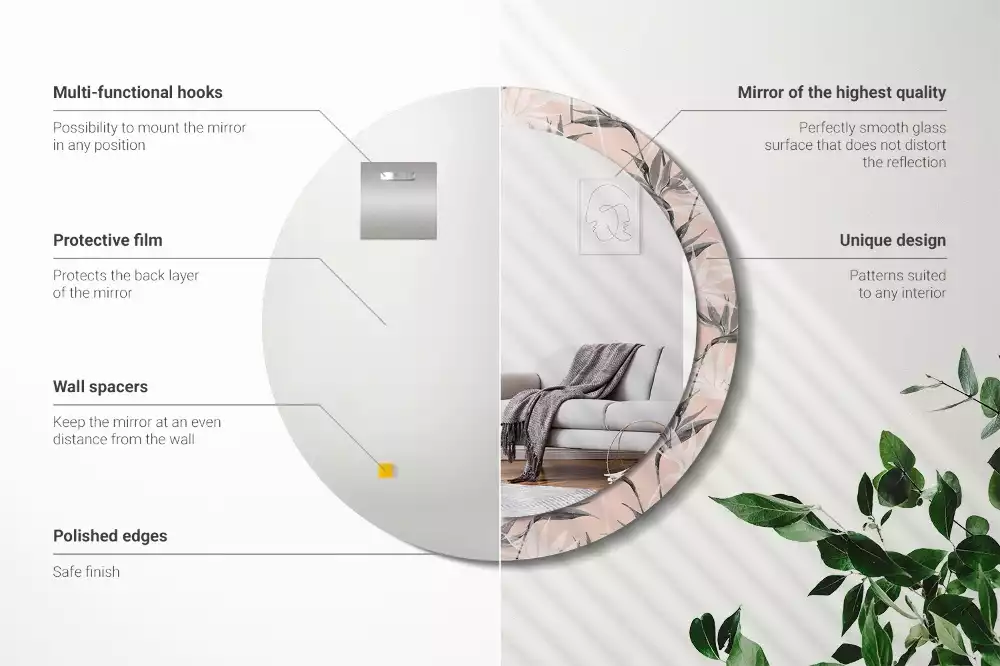 Miroir rond imprimé Strelitzia