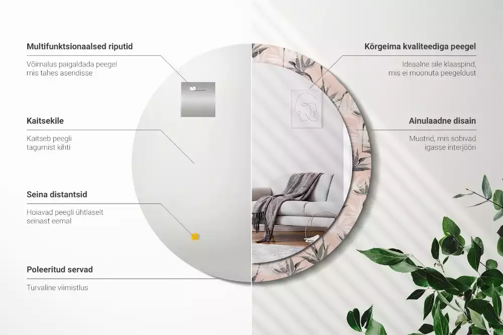 Miroir rond imprimé Strelitzia