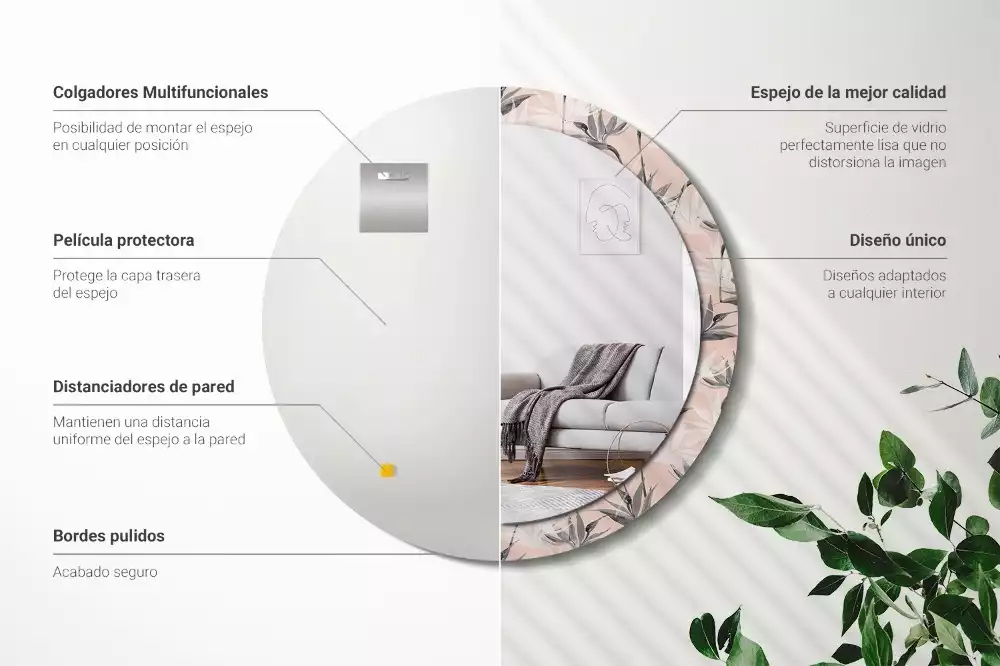 Miroir rond imprimé Strelitzia