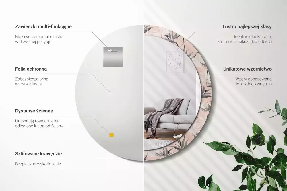 Miroir rond imprimé Strelitzia