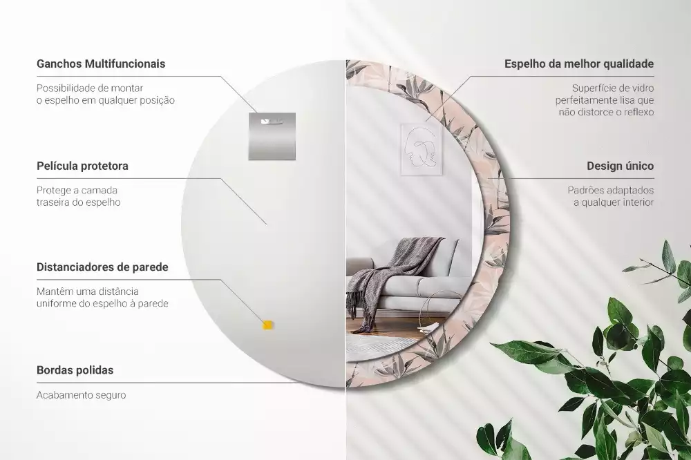Miroir rond imprimé Strelitzia