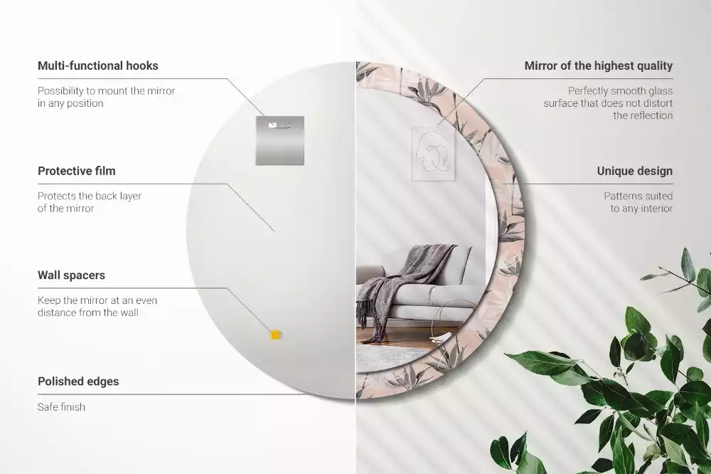 Miroir rond imprimé Strelitzia