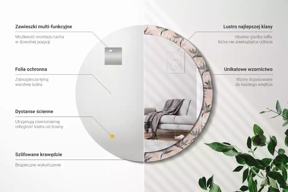 Miroir rond imprimé Strelitzia