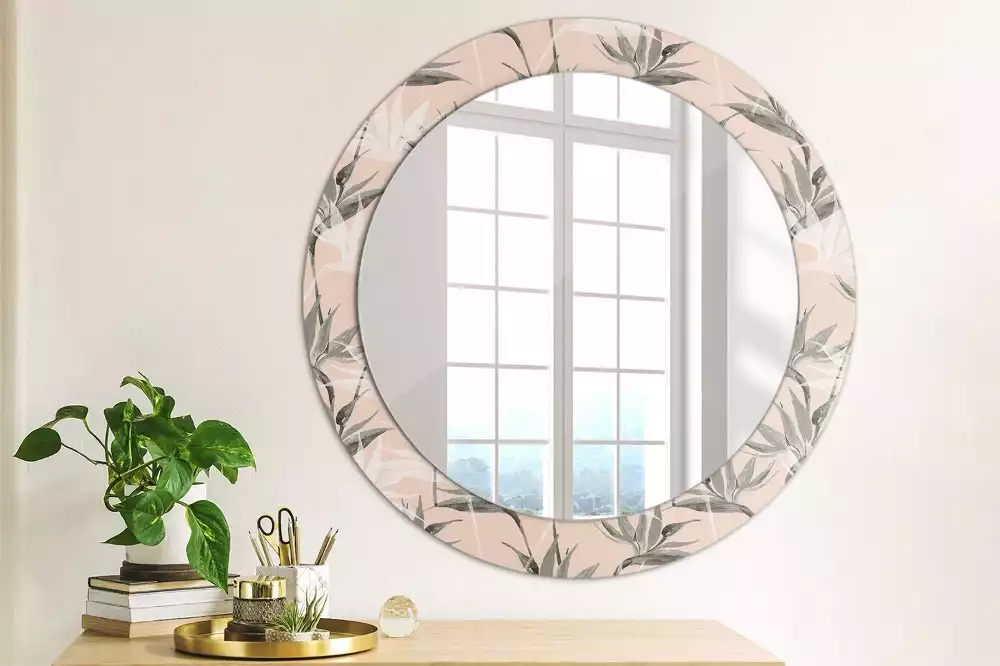 Miroir rond imprimé Strelitzia