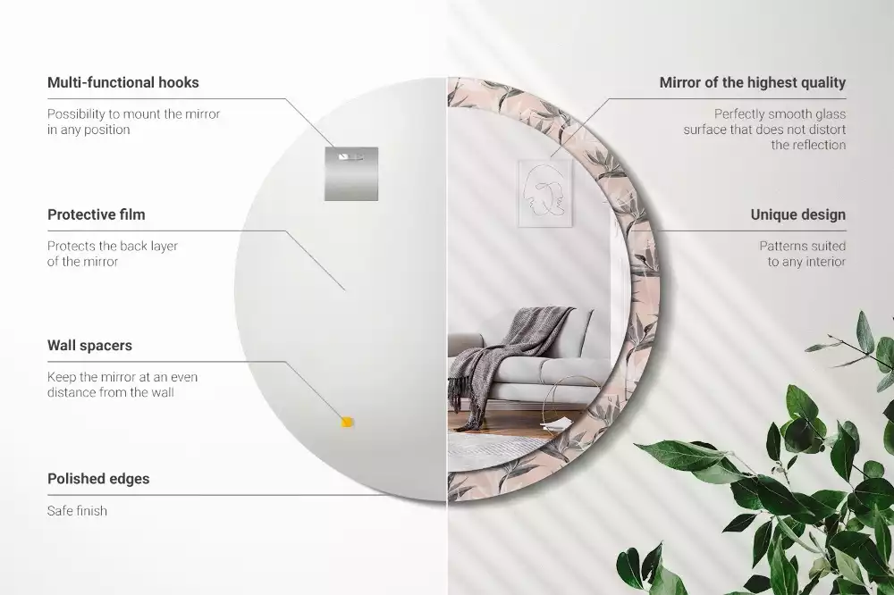 Miroir rond imprimé Strelitzia