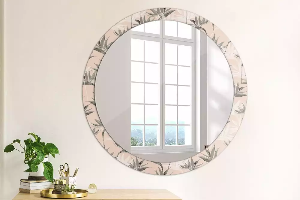 Miroir rond imprimé Strelitzia
