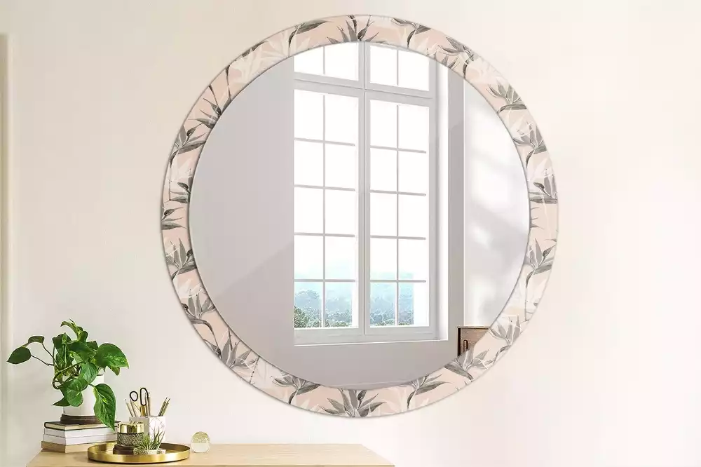 Miroir rond imprimé Strelitzia