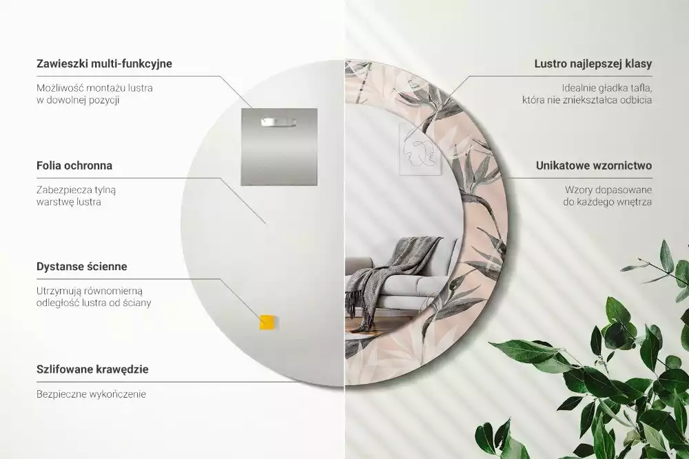 Miroir rond imprimé Strelitzia