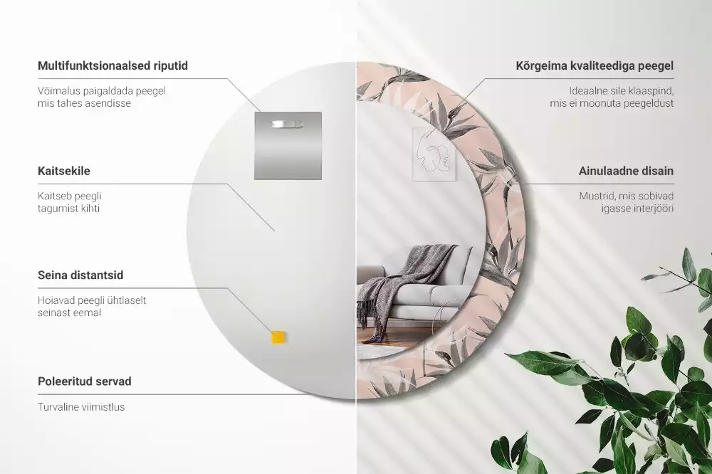 Miroir rond imprimé Strelitzia