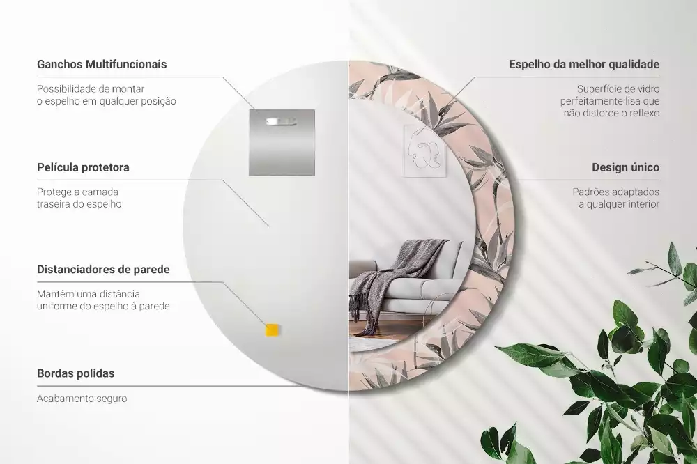 Miroir rond imprimé Strelitzia