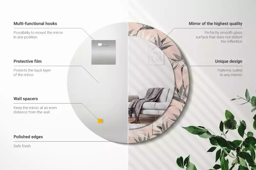 Miroir rond imprimé Strelitzia