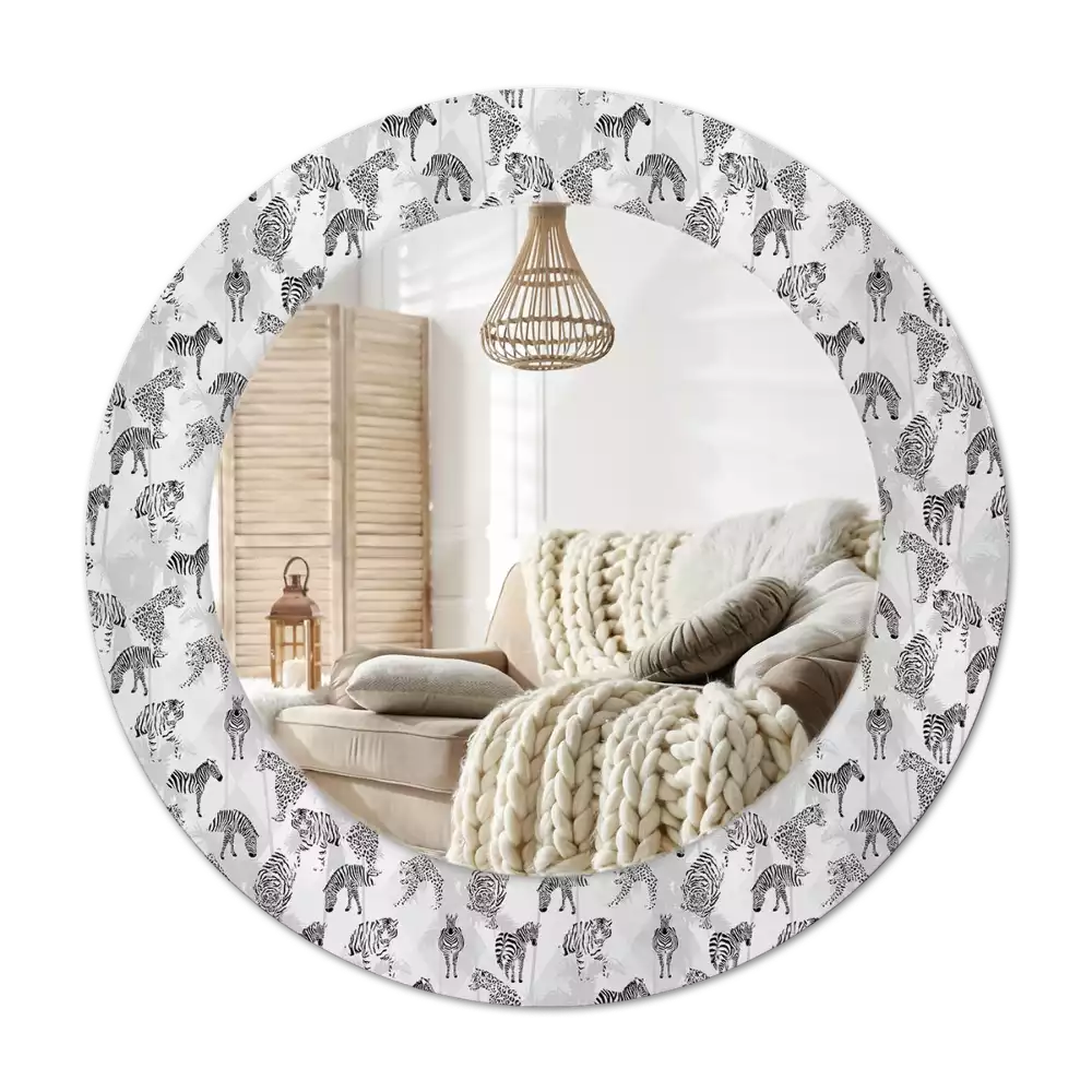 Miroir rond imprimé Tigre tropical