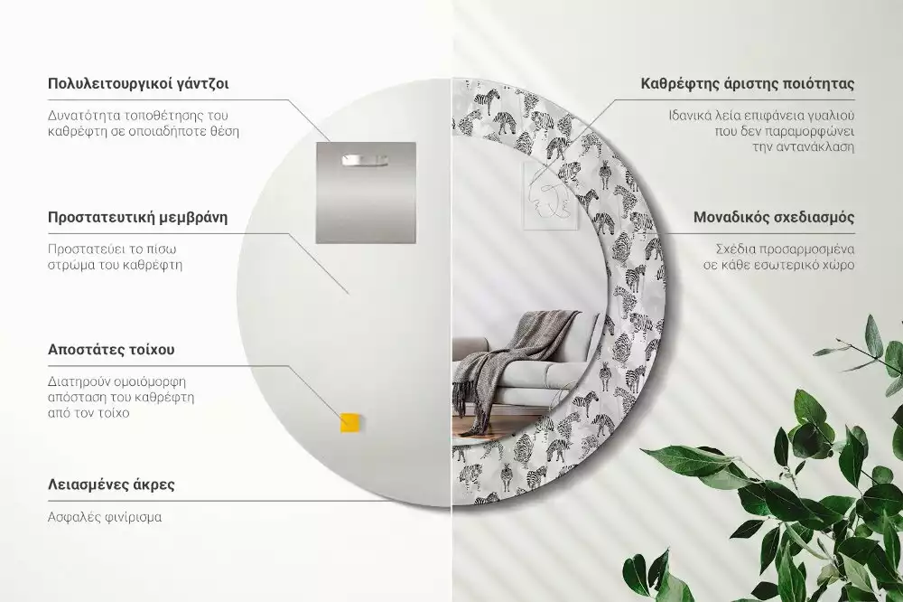 Miroir rond imprimé Tigre tropical