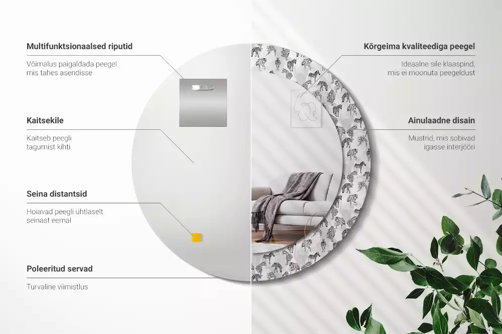 Miroir rond imprimé Tigre tropical