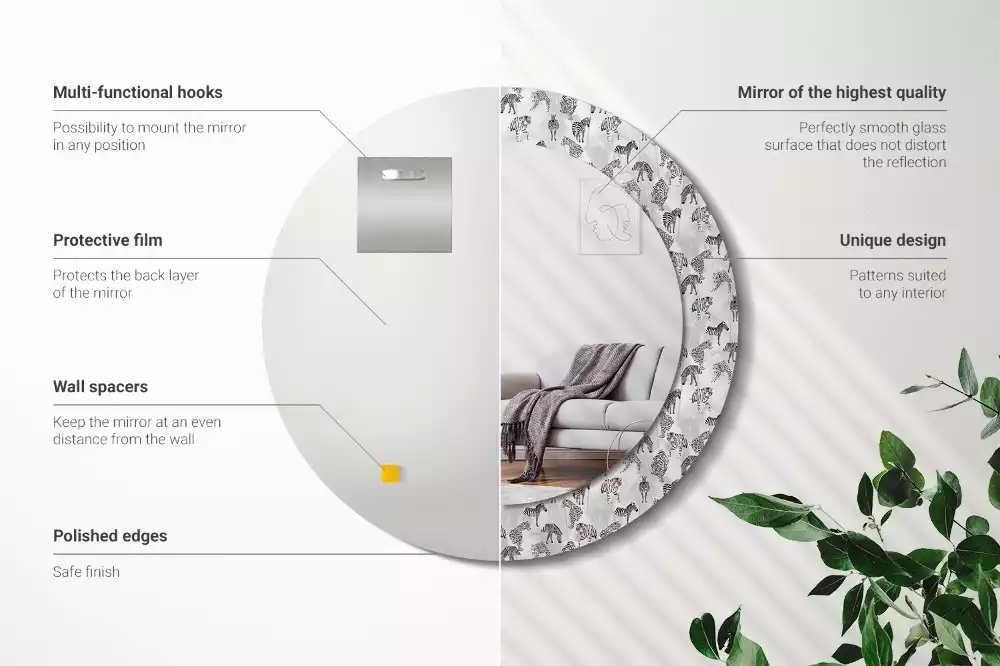 Miroir rond imprimé Tigre tropical