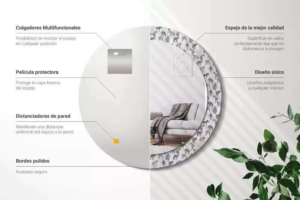 Miroir rond imprimé Tigre tropical