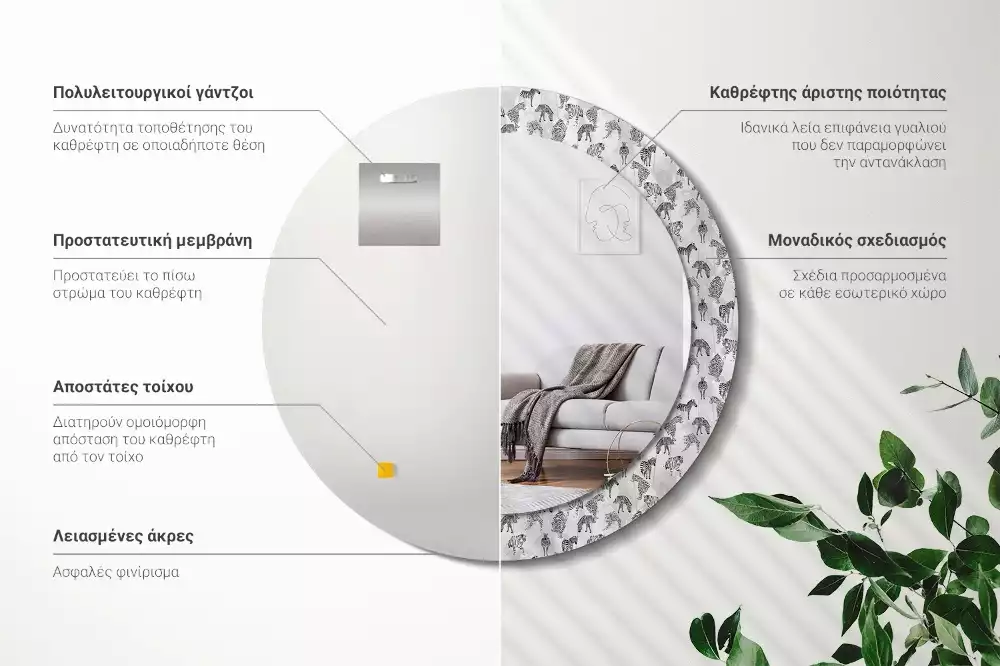 Miroir rond imprimé Tigre tropical