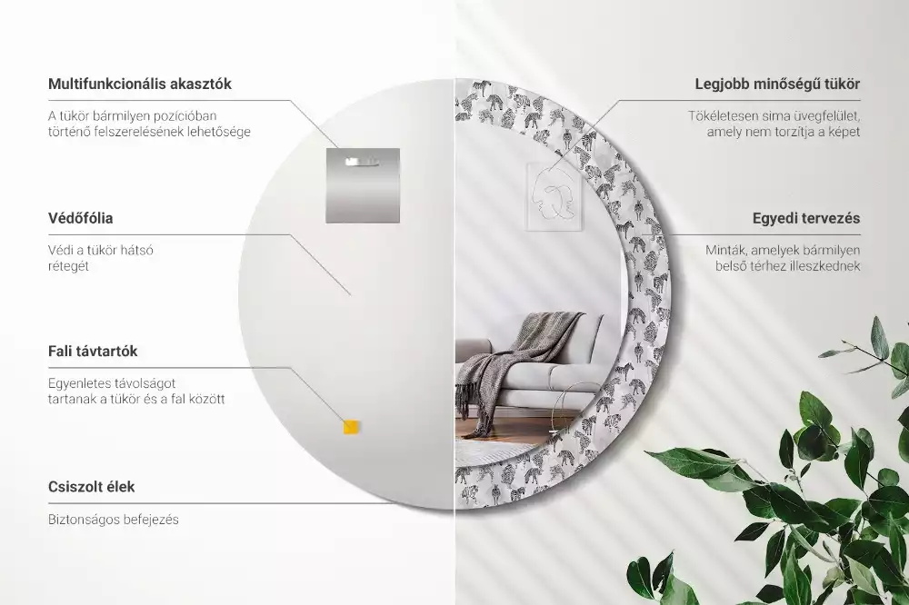 Miroir rond imprimé Tigre tropical