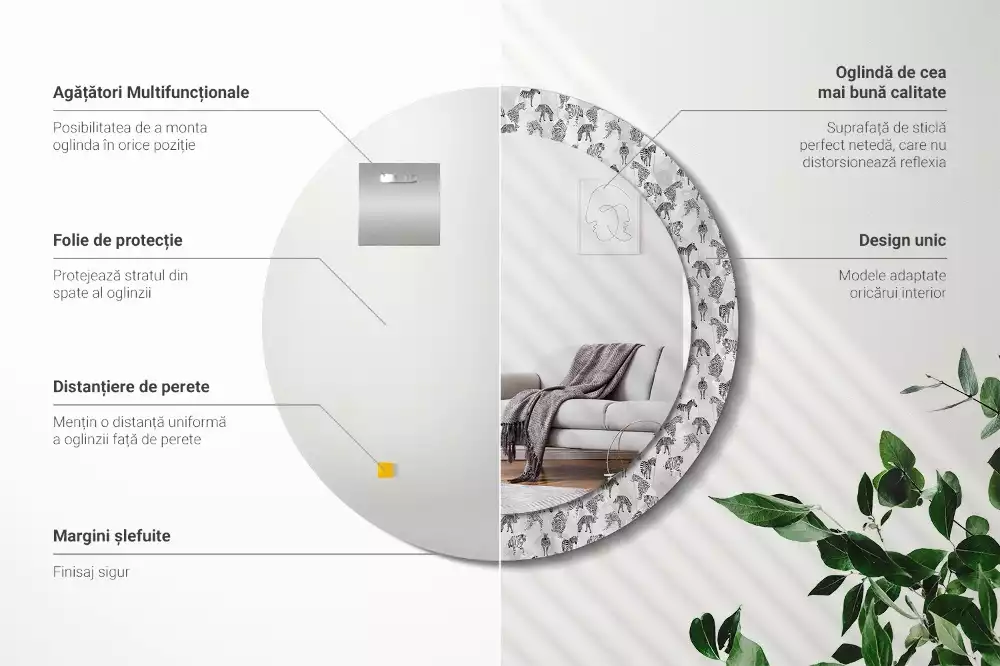 Miroir rond imprimé Tigre tropical