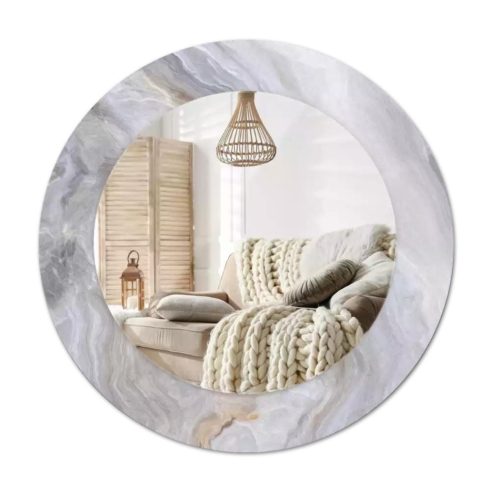 Miroir rond cadre avec impression Marbre abstrait