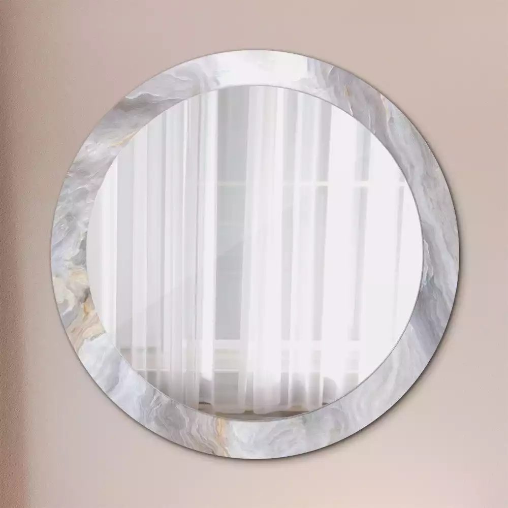 Miroir rond cadre avec impression Marbre abstrait