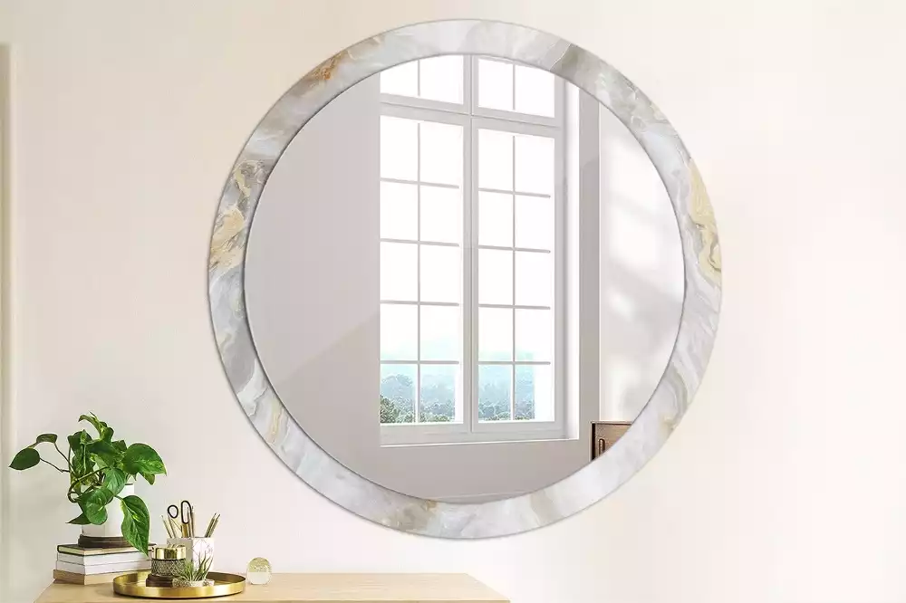 Miroir rond cadre avec impression Marbre abstrait