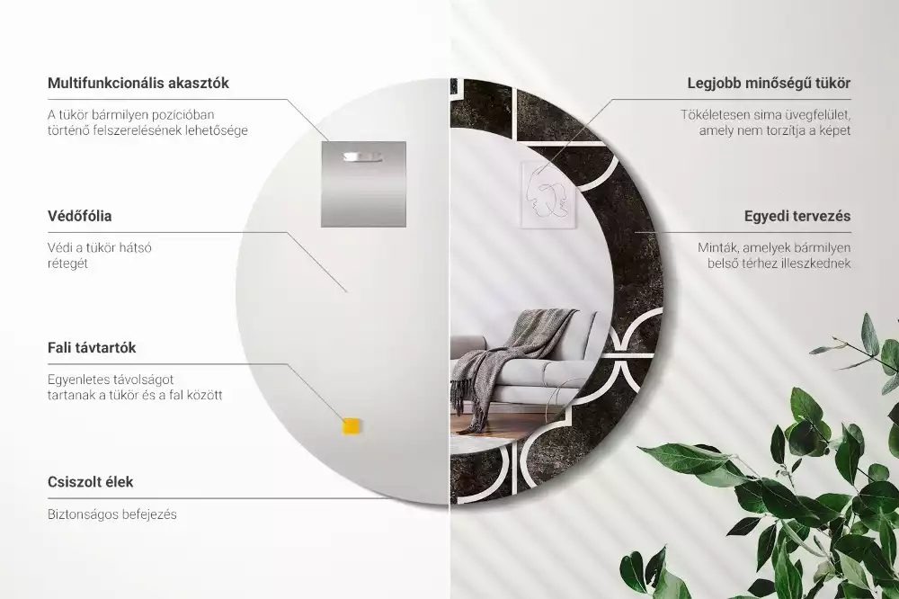 Miroir rond avec décoration Motif antique