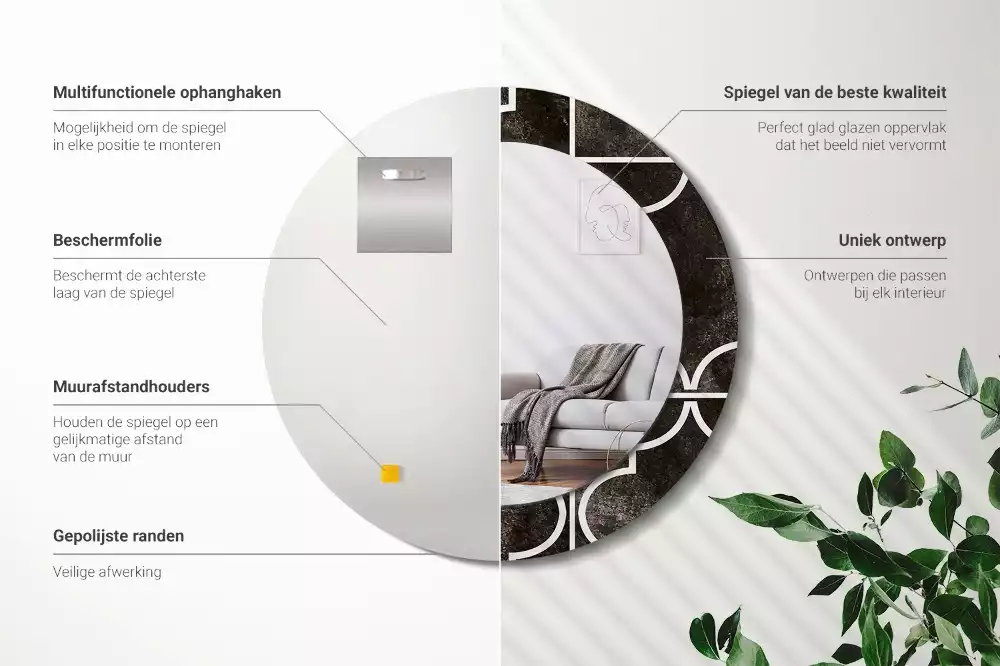 Miroir rond avec décoration Motif antique