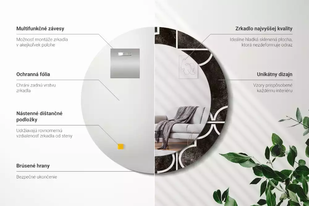 Miroir rond avec décoration Motif antique