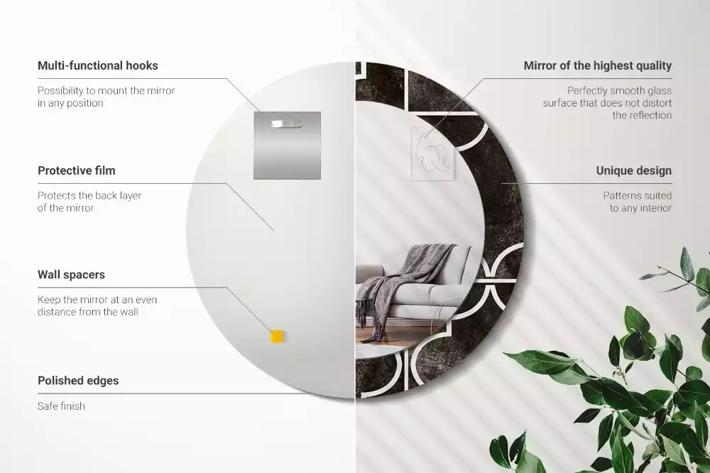 Miroir rond avec décoration Motif antique