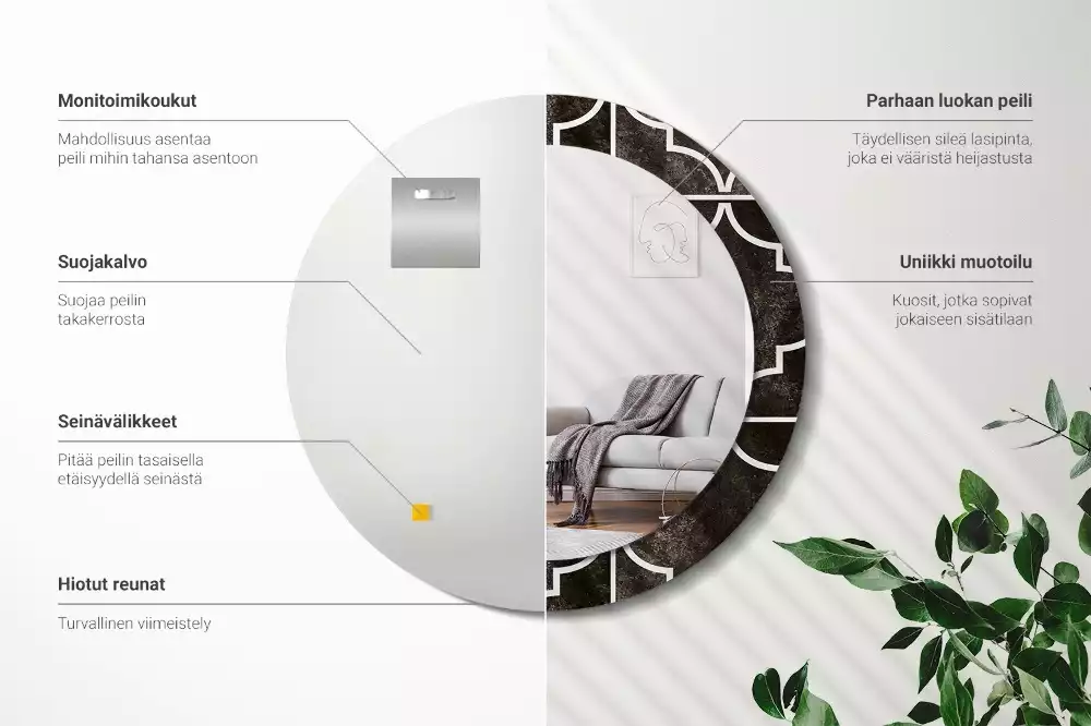 Miroir rond avec décoration Motif antique