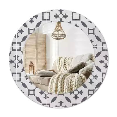 Miroir rond cadre avec impression Motif carrelage