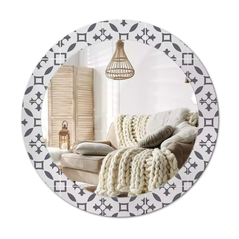 Miroir rond cadre avec impression Motif carrelage