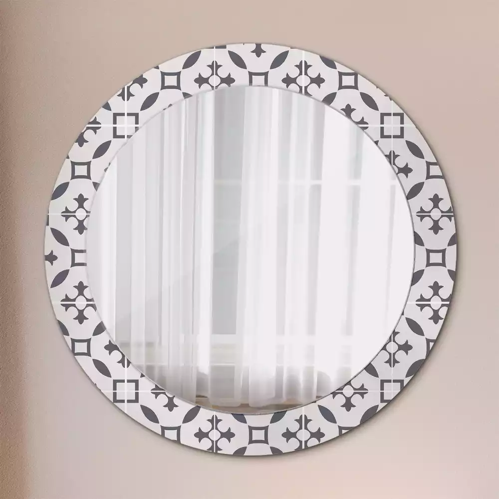 Miroir rond cadre avec impression Motif carrelage