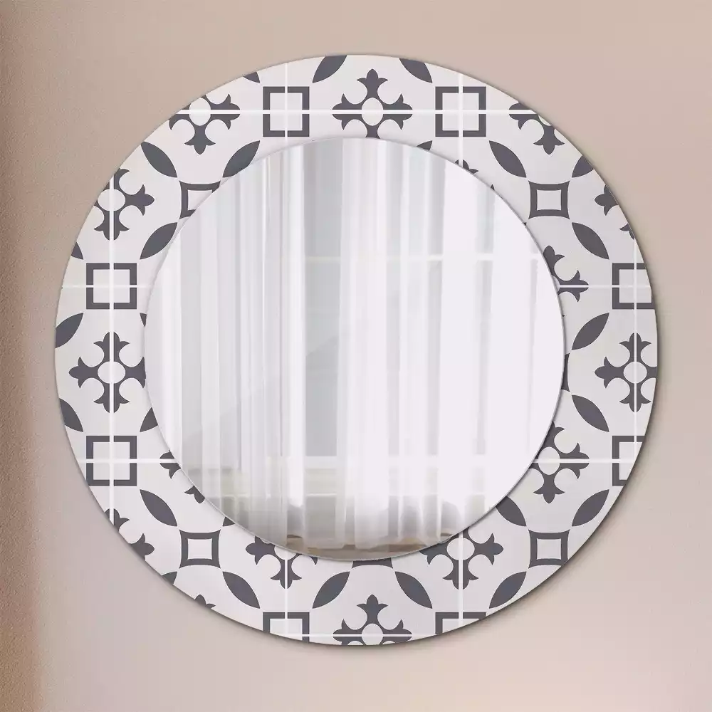 Miroir rond cadre avec impression Motif carrelage