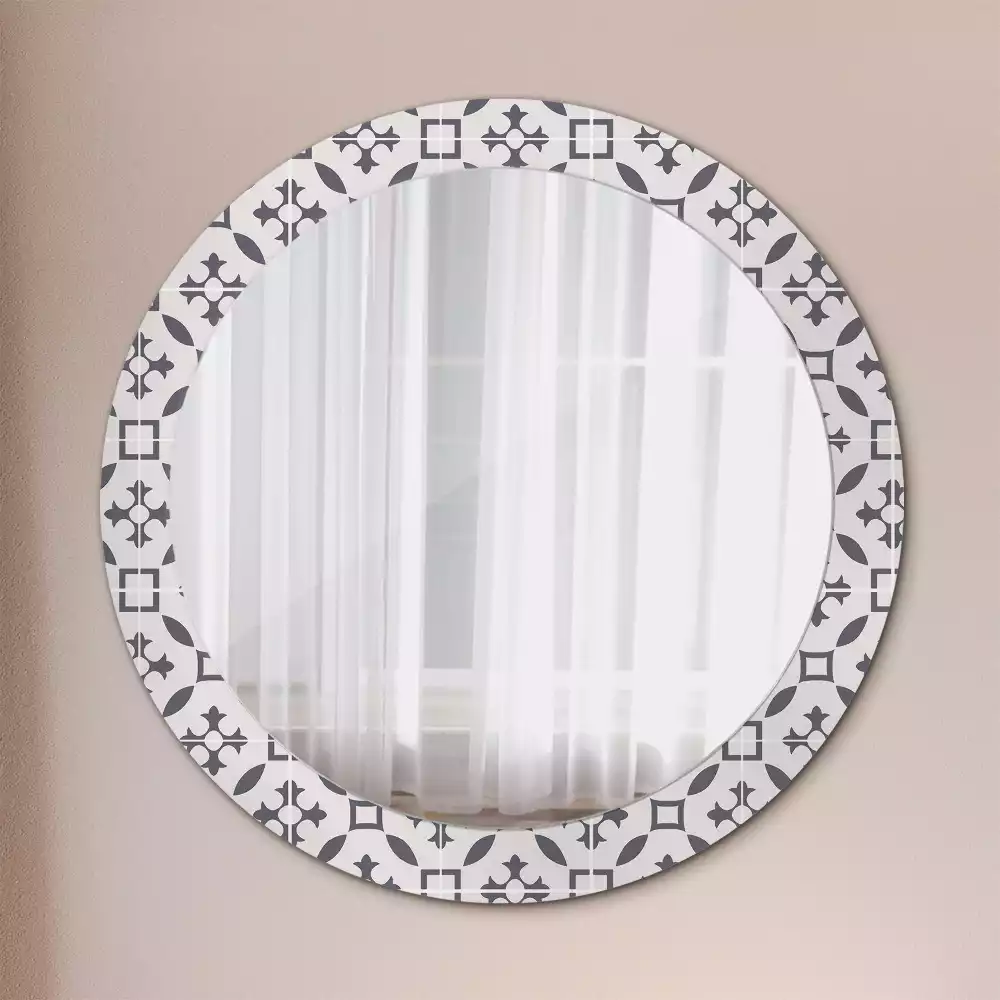 Miroir rond cadre avec impression Motif carrelage