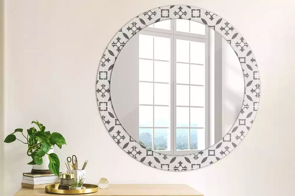 Miroir rond cadre avec impression Motif carrelage