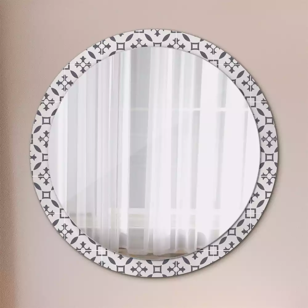 Miroir rond cadre avec impression Motif carrelage