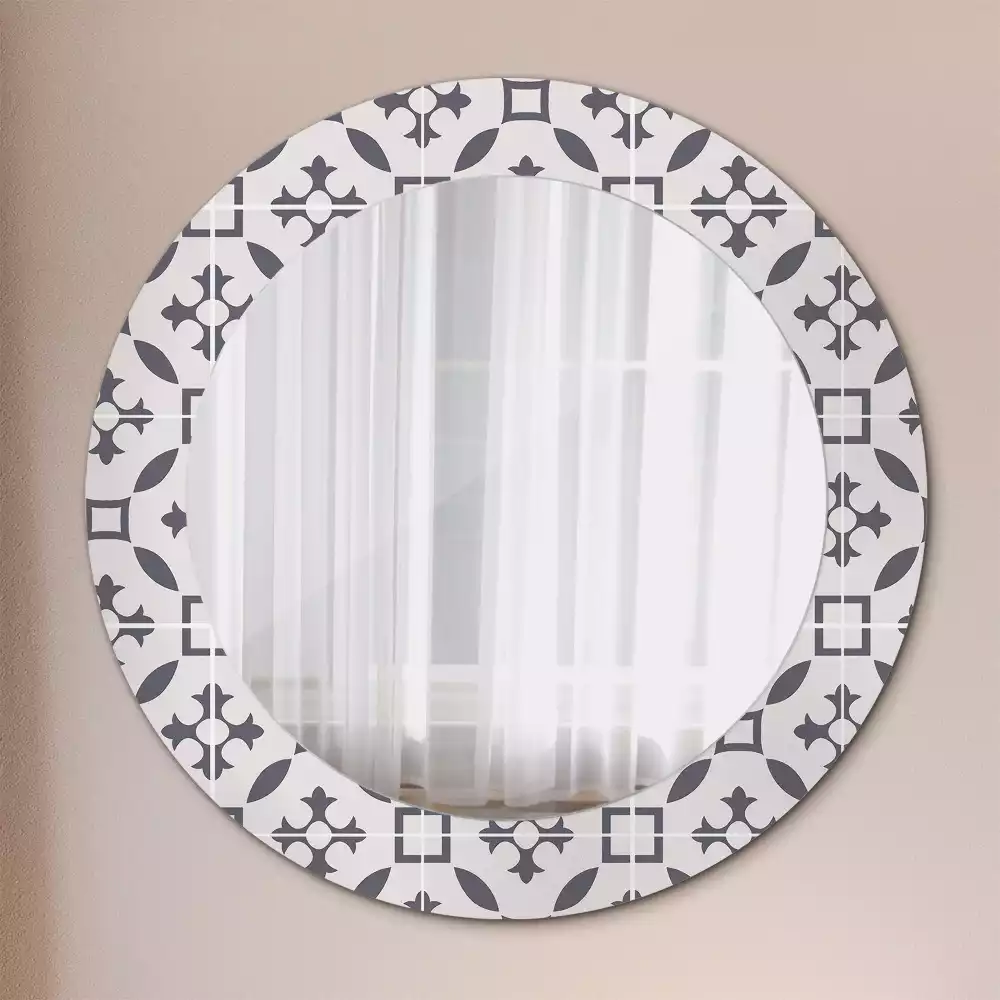 Miroir rond cadre avec impression Motif carrelage