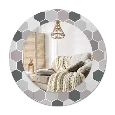 Miroir rond imprimé Motif hexagonal