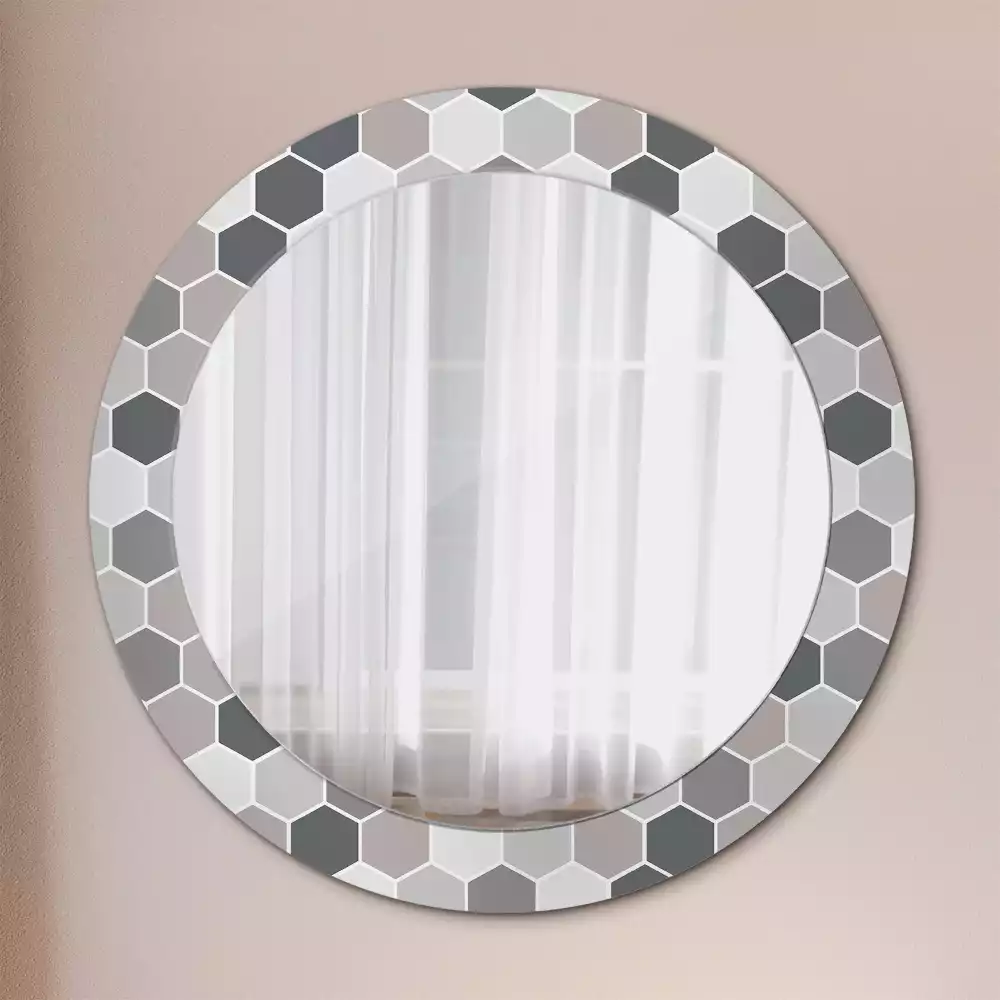 Miroir rond imprimé Motif hexagonal