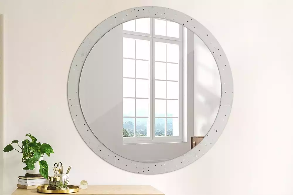 Miroir rond avec décoration Texture béton