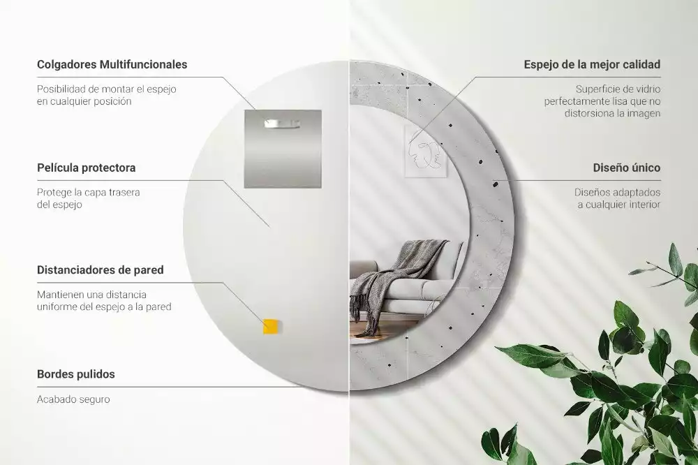 Miroir rond avec décoration Texture béton